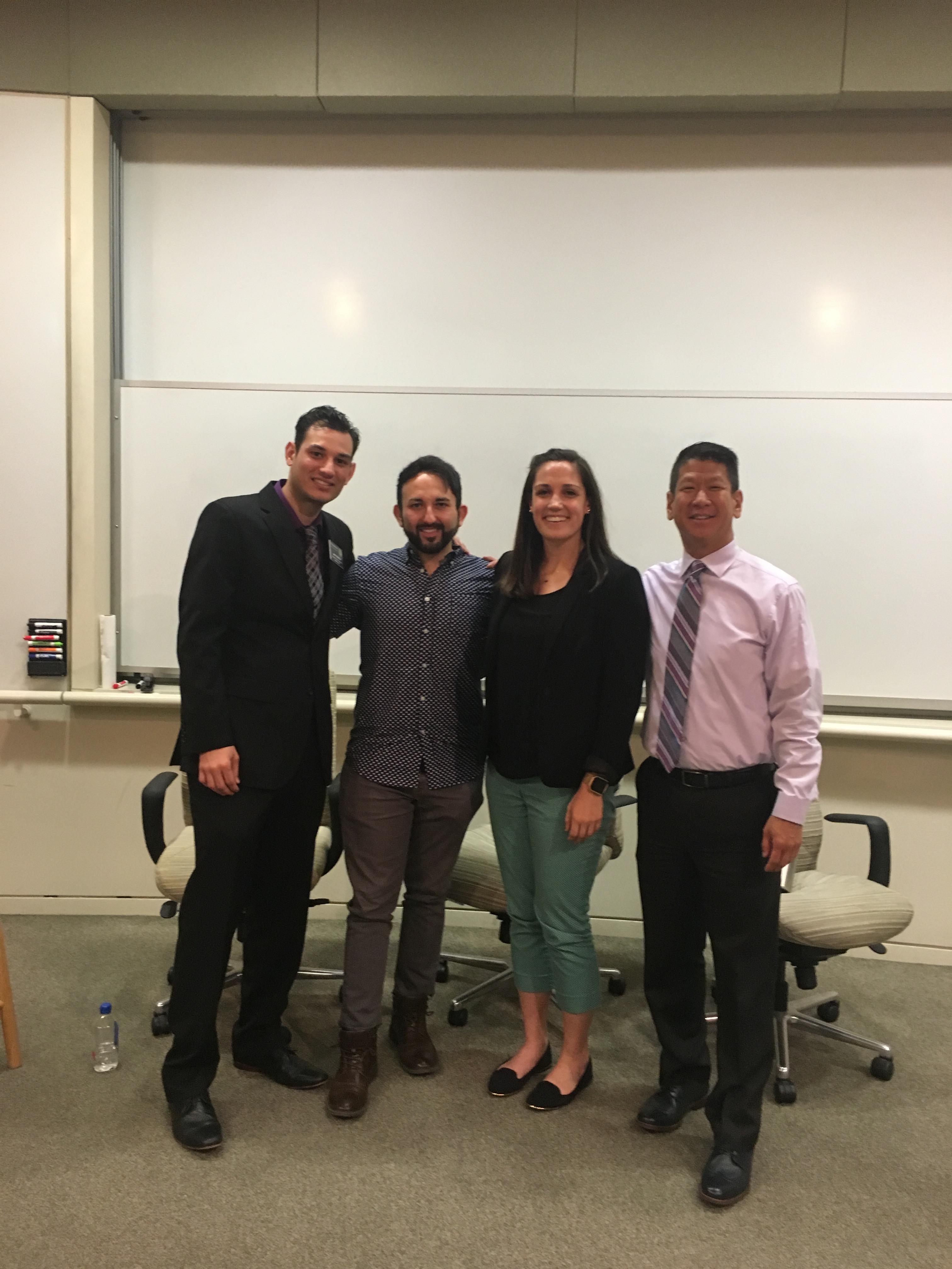 20170411 UCLA Staff recruiting lunch Steve Yu AJ Ezzour and Jessica Barnette with Chris Thompson